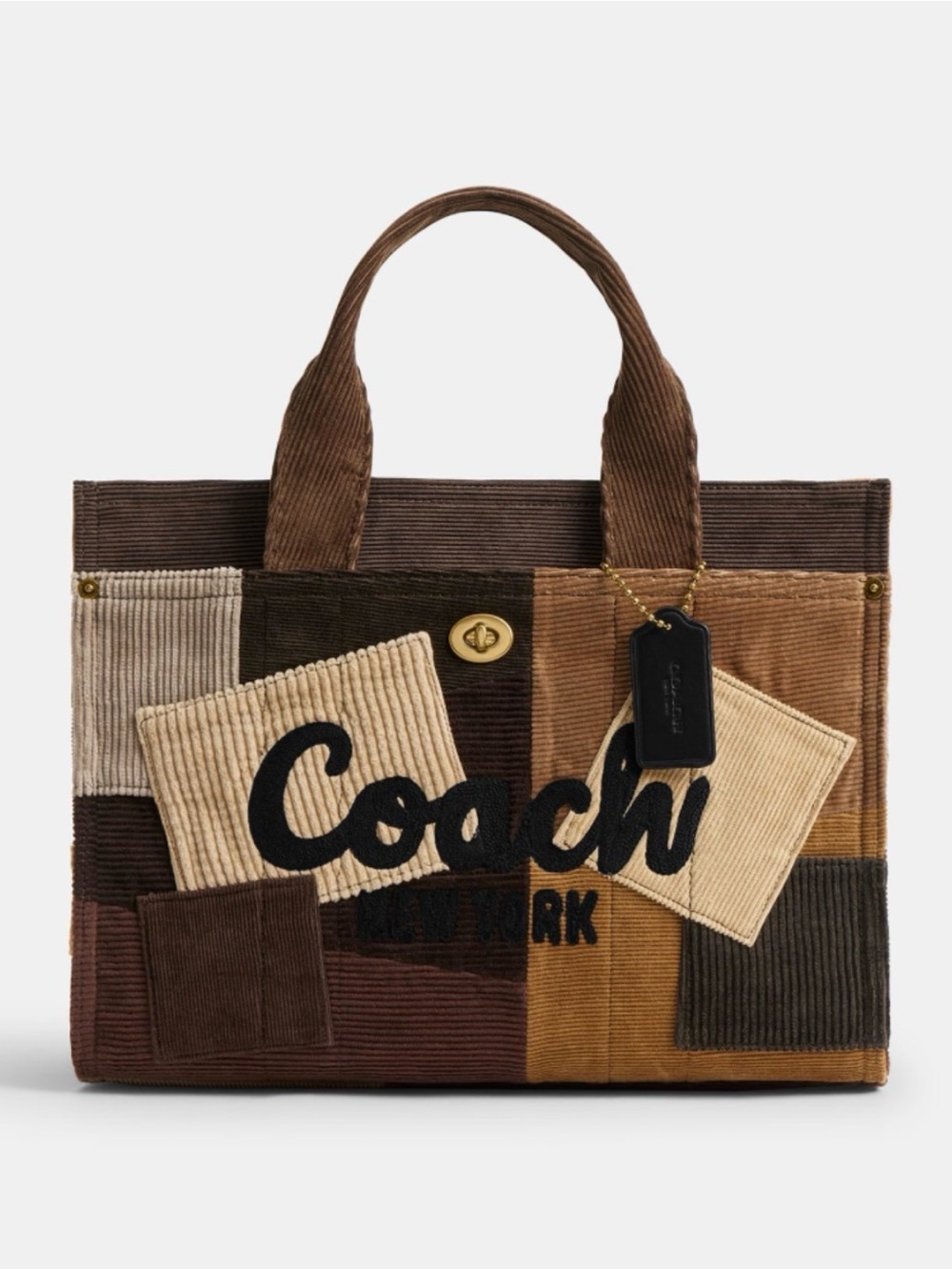 Coach Patchwork Corduroy Tote Bag in Brown Multi RARE LIMITED edition purse